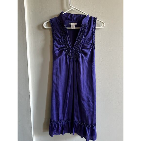Esley Mini Dress Size Small Purple Ruffle hemline Tie Back - Picture 1 of 2